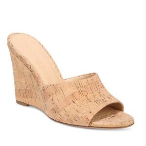 NEW Veronica Beard Dali Cork Wedge Sandal Mules 10.5 Neutral Minimalist